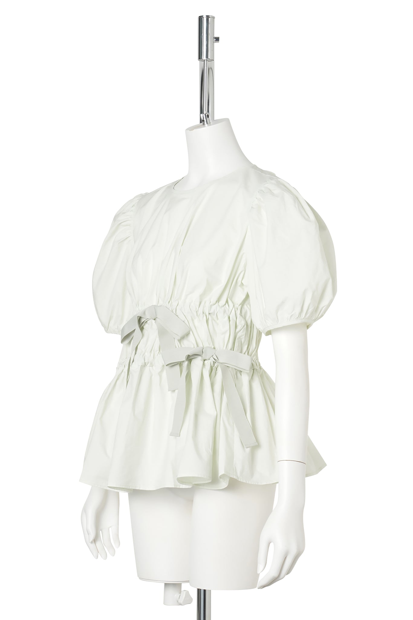 PUFF SLEEVE TOP WITH TIE DETAILS / PALE GREEN