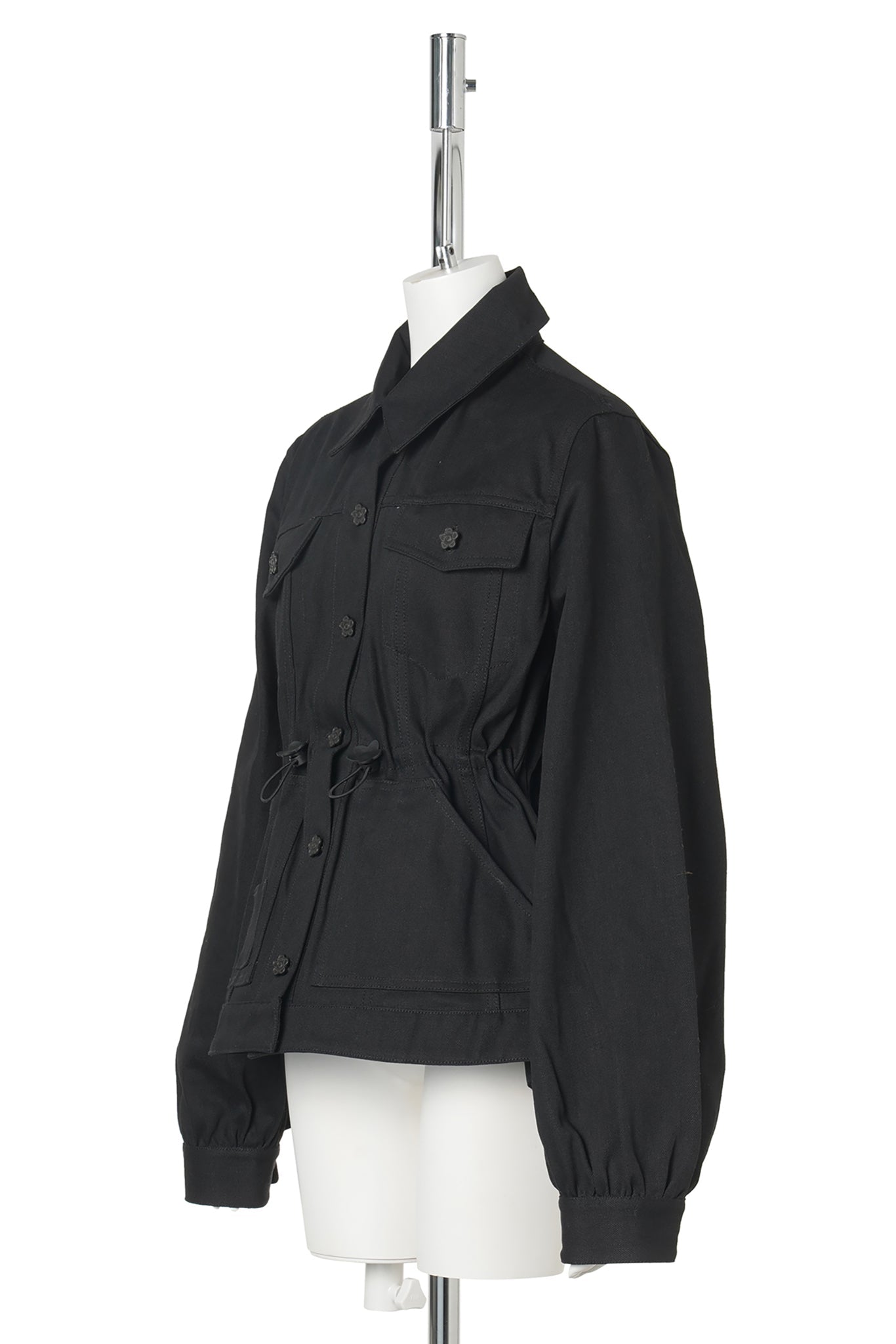 JACKET WITH GATHERED WAIST AND POCKETS / BLACK
