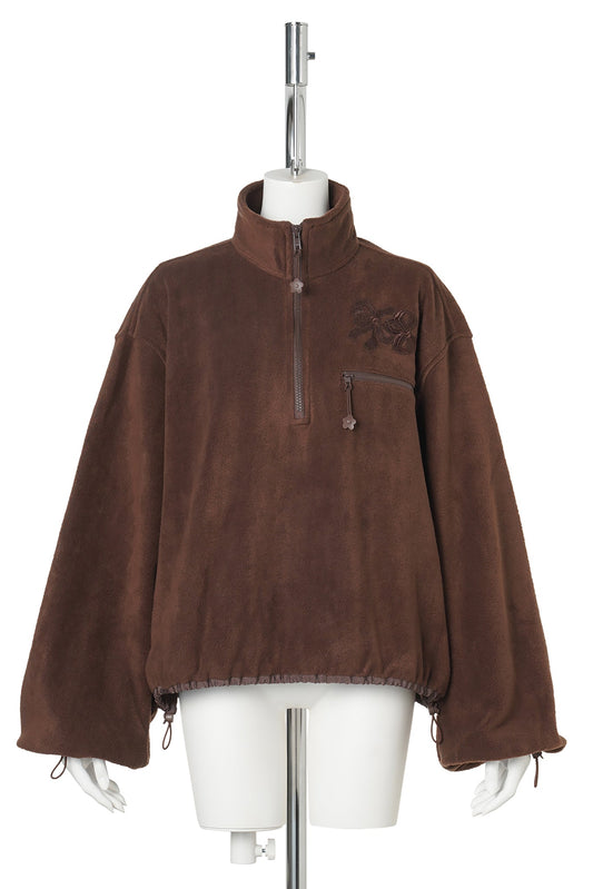 HALF ZIP ANORAK WITH DRAWSTRINGS / BROWN