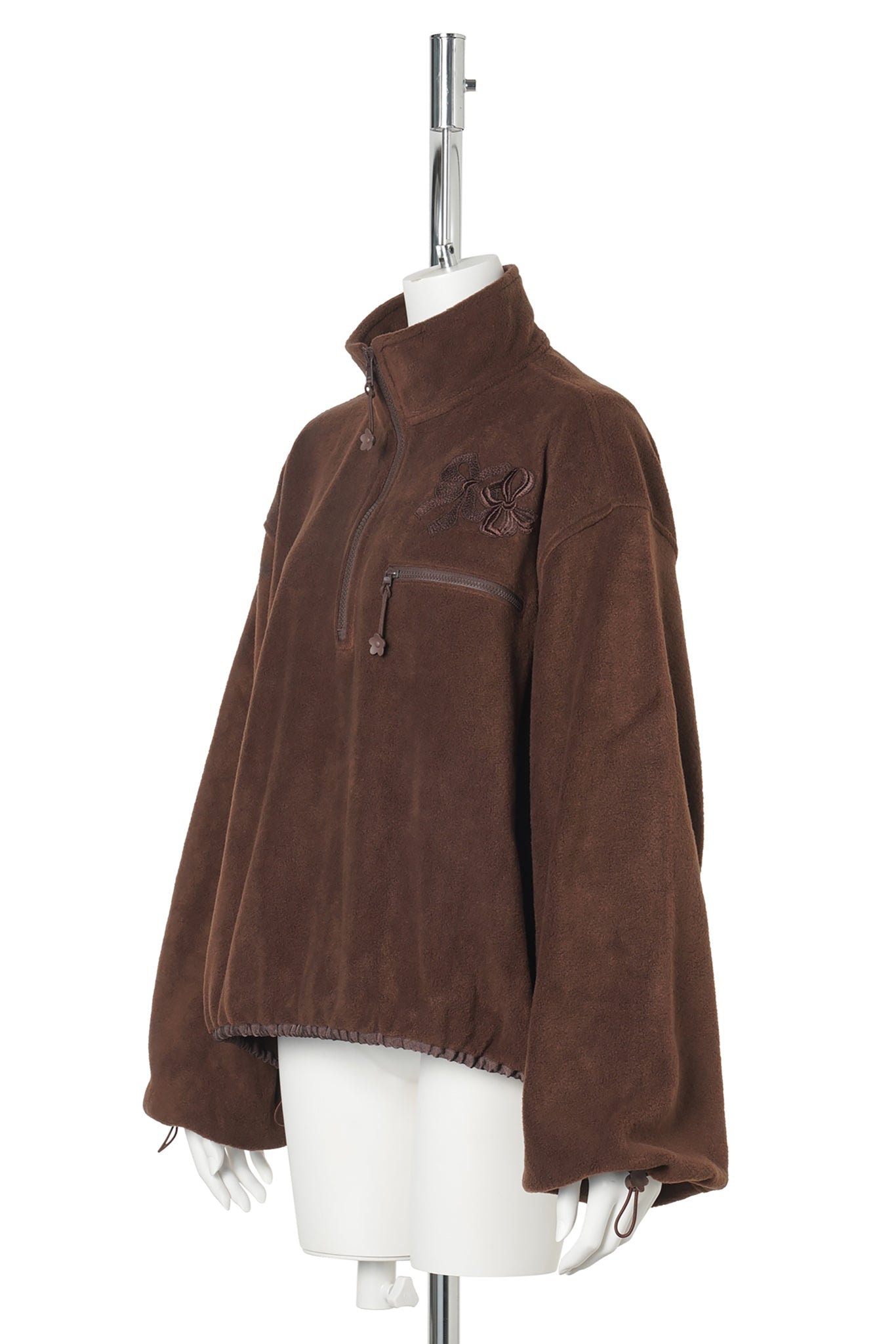 HALF ZIP ANORAK WITH DRAWSTRINGS / BROWN