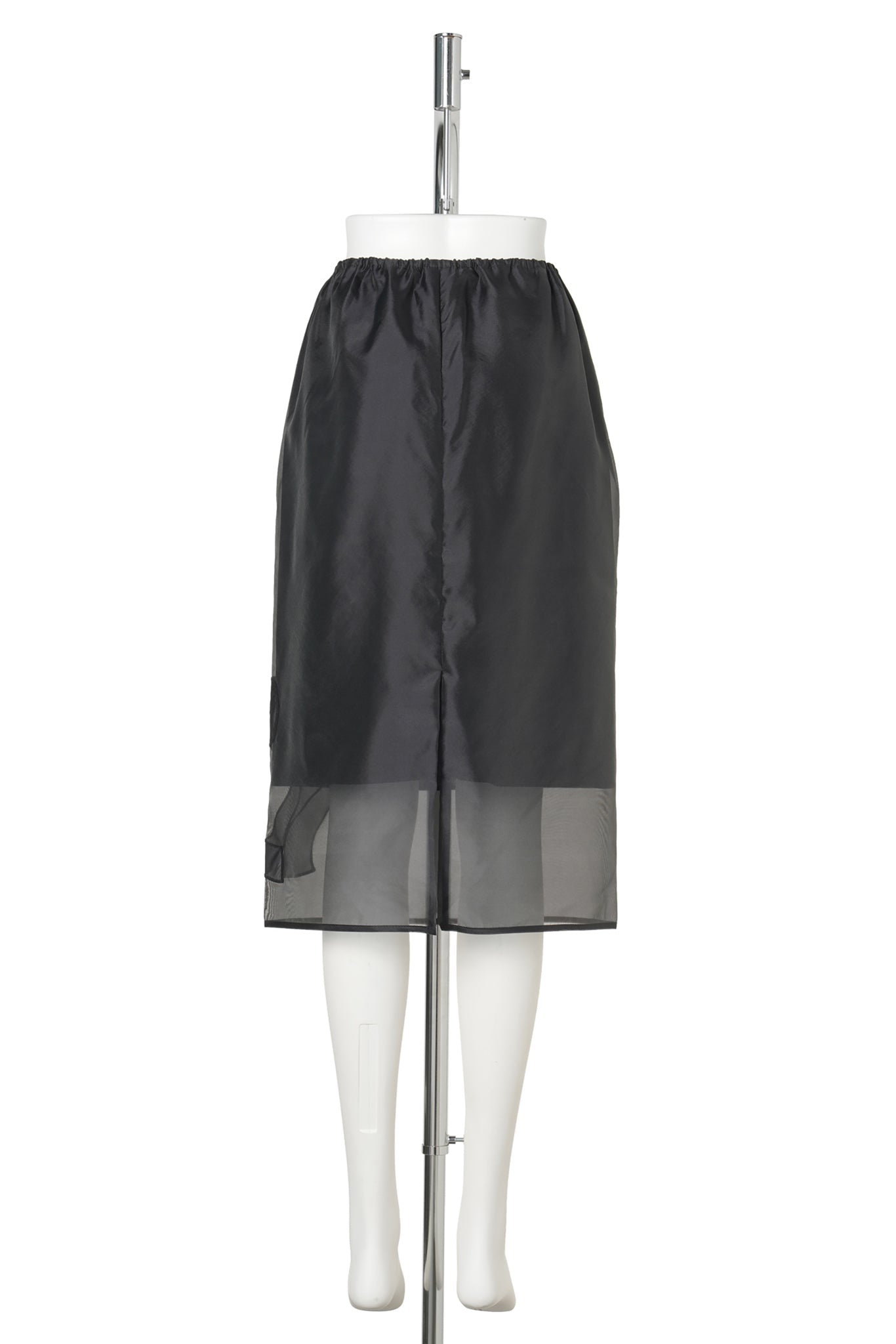 DRAWSTRING WAIST MIDI SKIRT WITH APPLIQUÉ DETAIL / BLACK