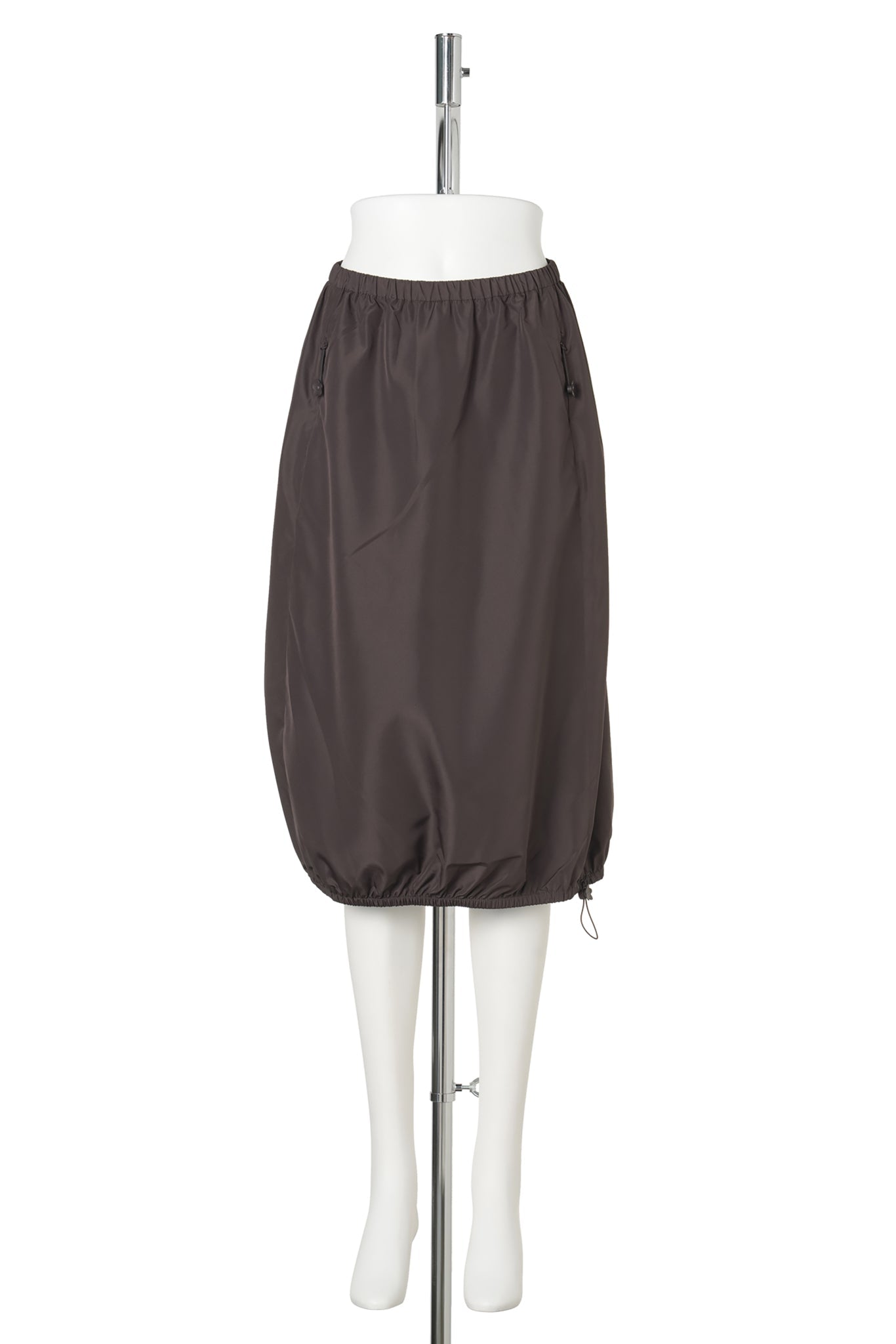 SKIRT WITH DRAWSTRING HEM / BROWN