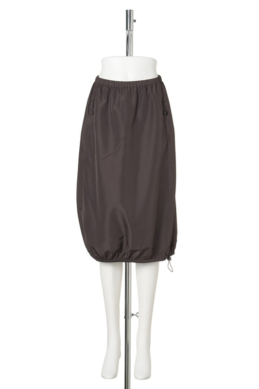 SKIRT WITH DRAWSTRING HEM / BROWN
