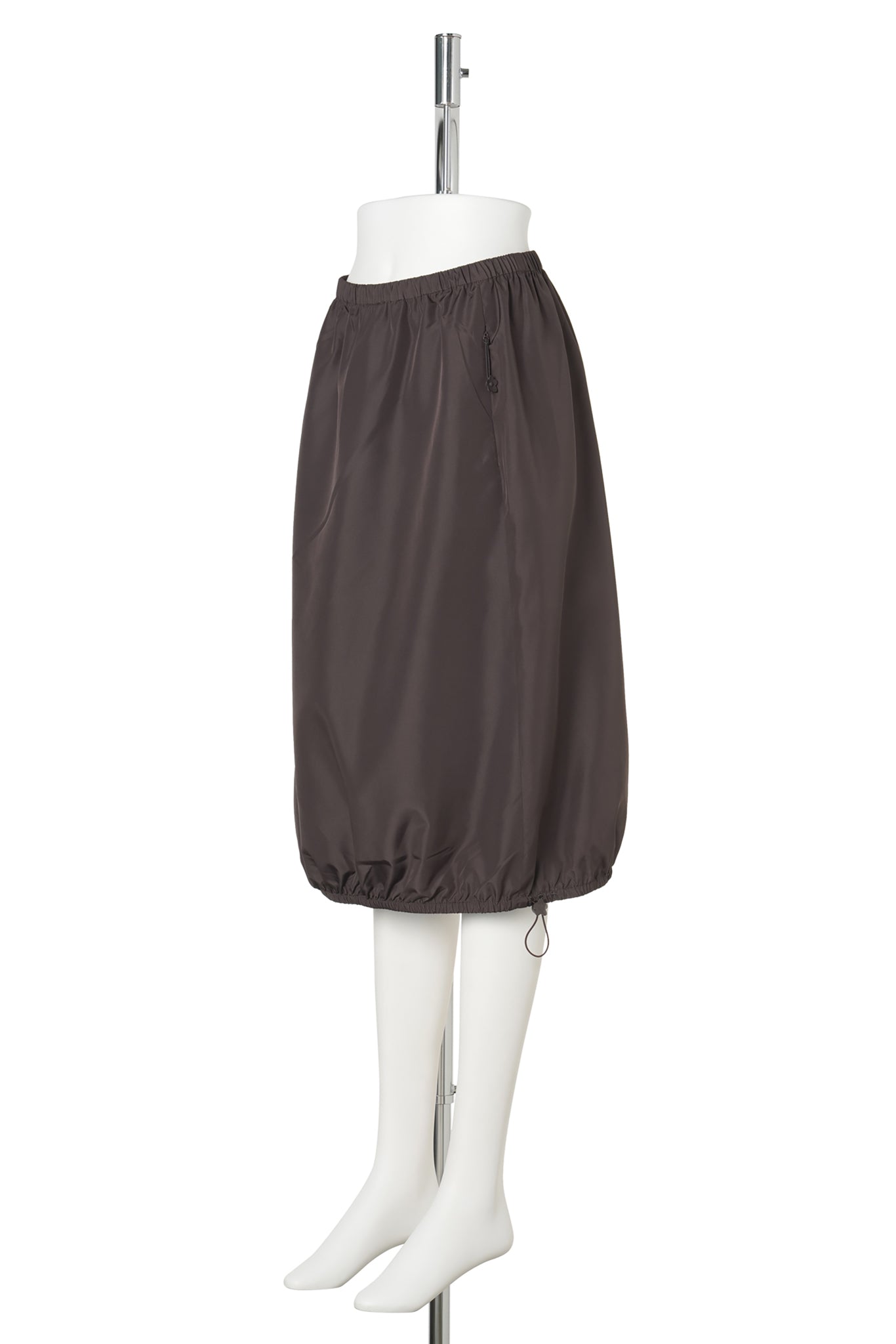 SKIRT WITH DRAWSTRING HEM / BROWN
