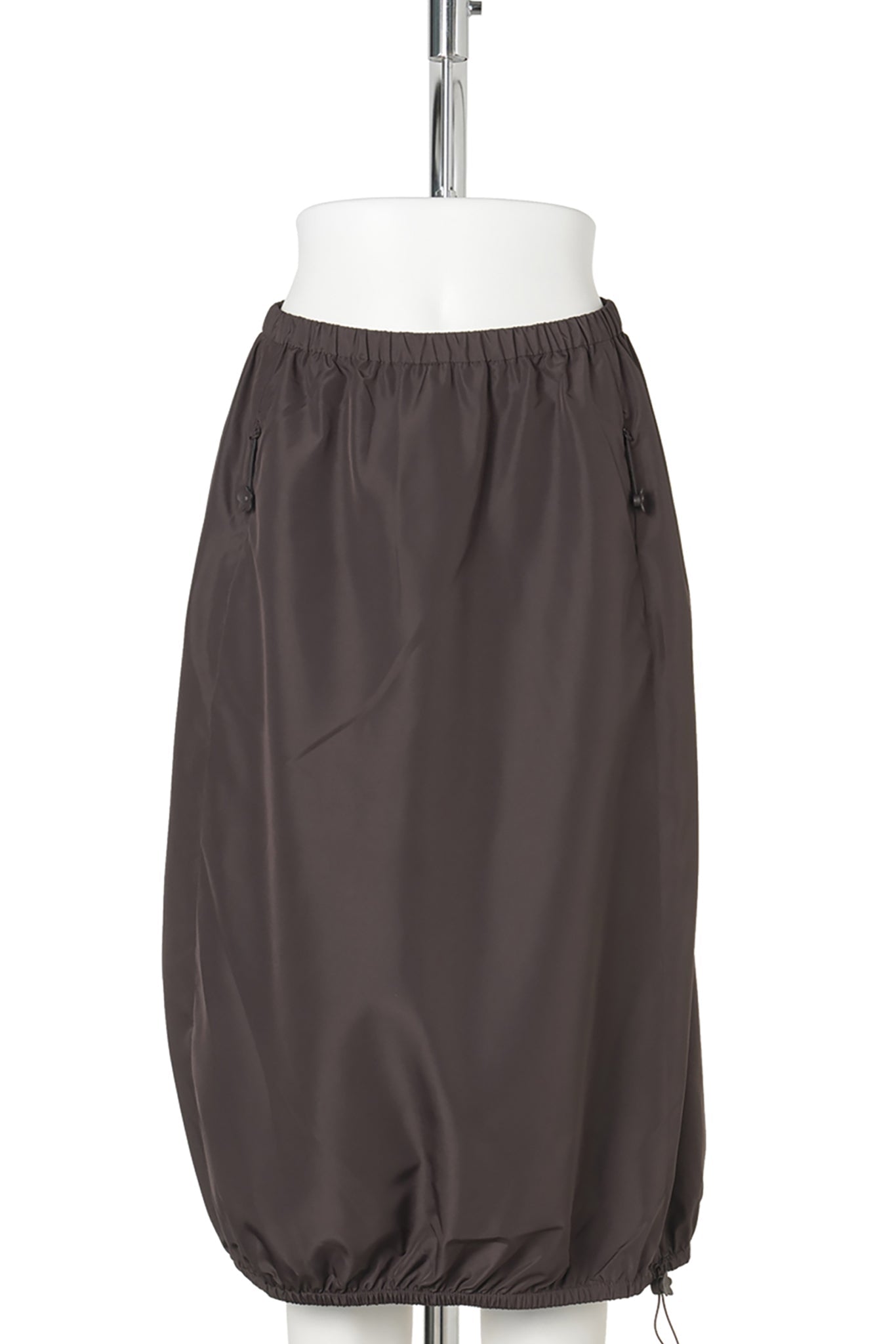 SKIRT WITH DRAWSTRING HEM / BROWN