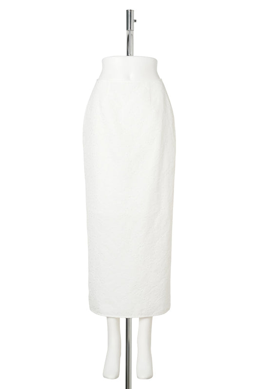 PENCIL SKIRT WITH BACK SLIT / WHITE