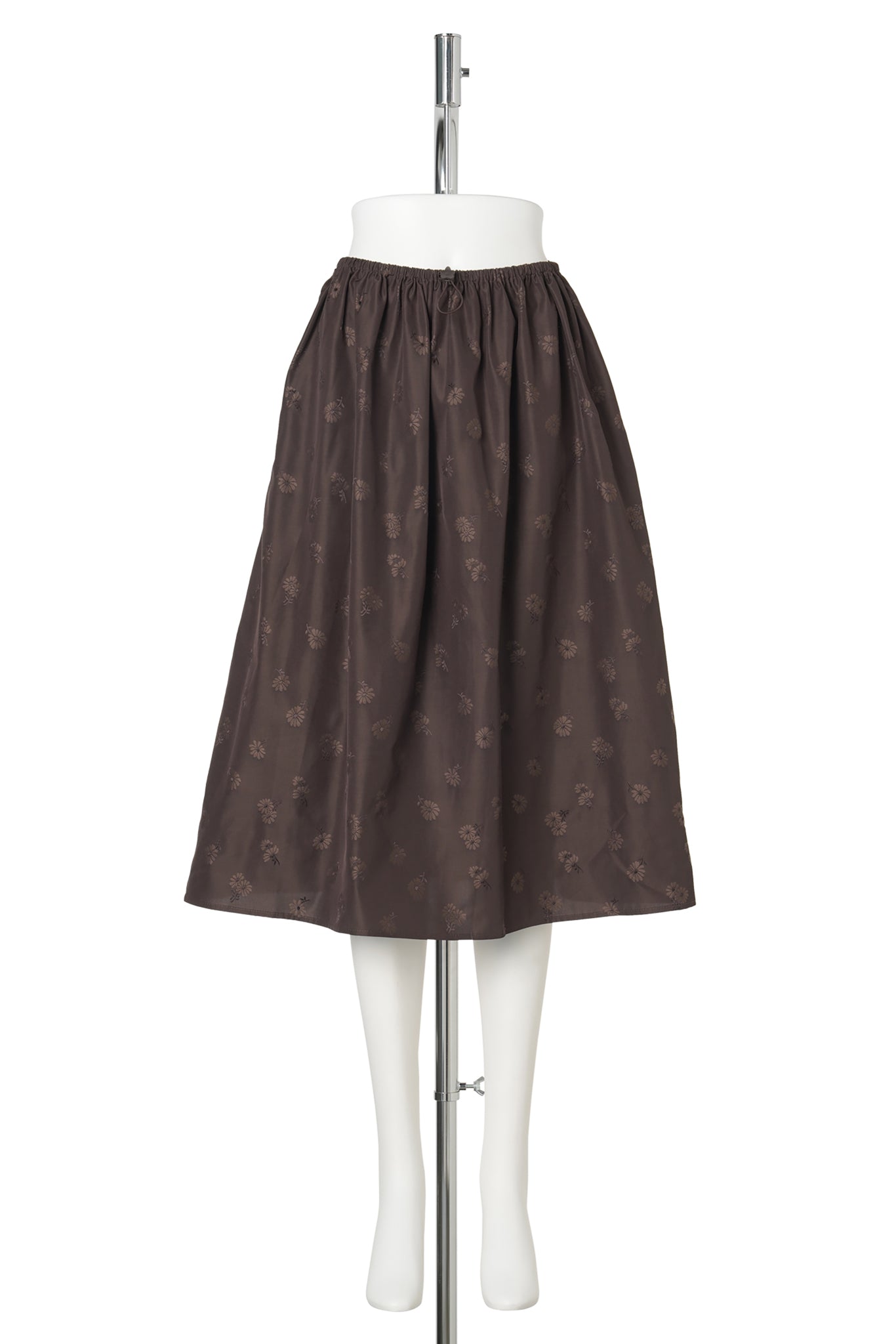 SKIRT WITH DRAWSTRING WAIST AND INSEAM POCKETS / BROWN
