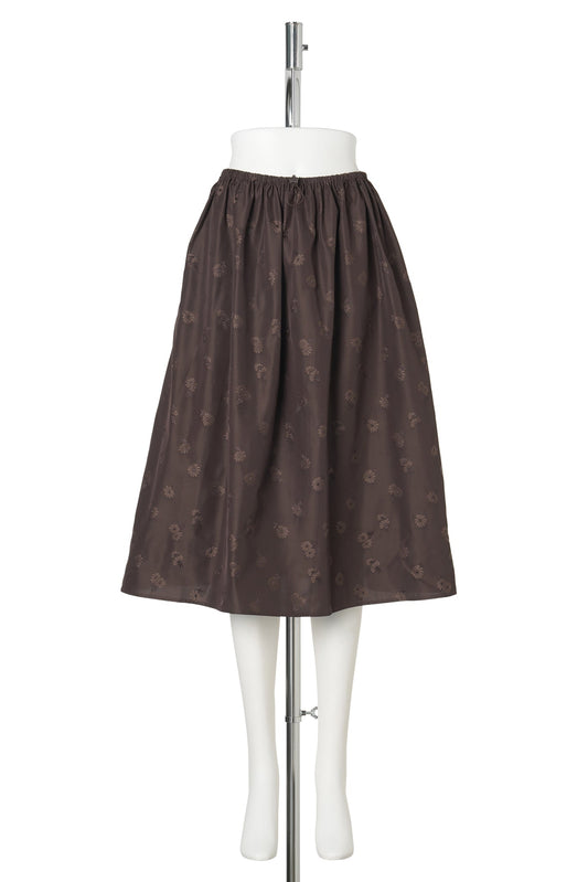 SKIRT WITH DRAWSTRING WAIST AND INSEAM POCKETS / BROWN
