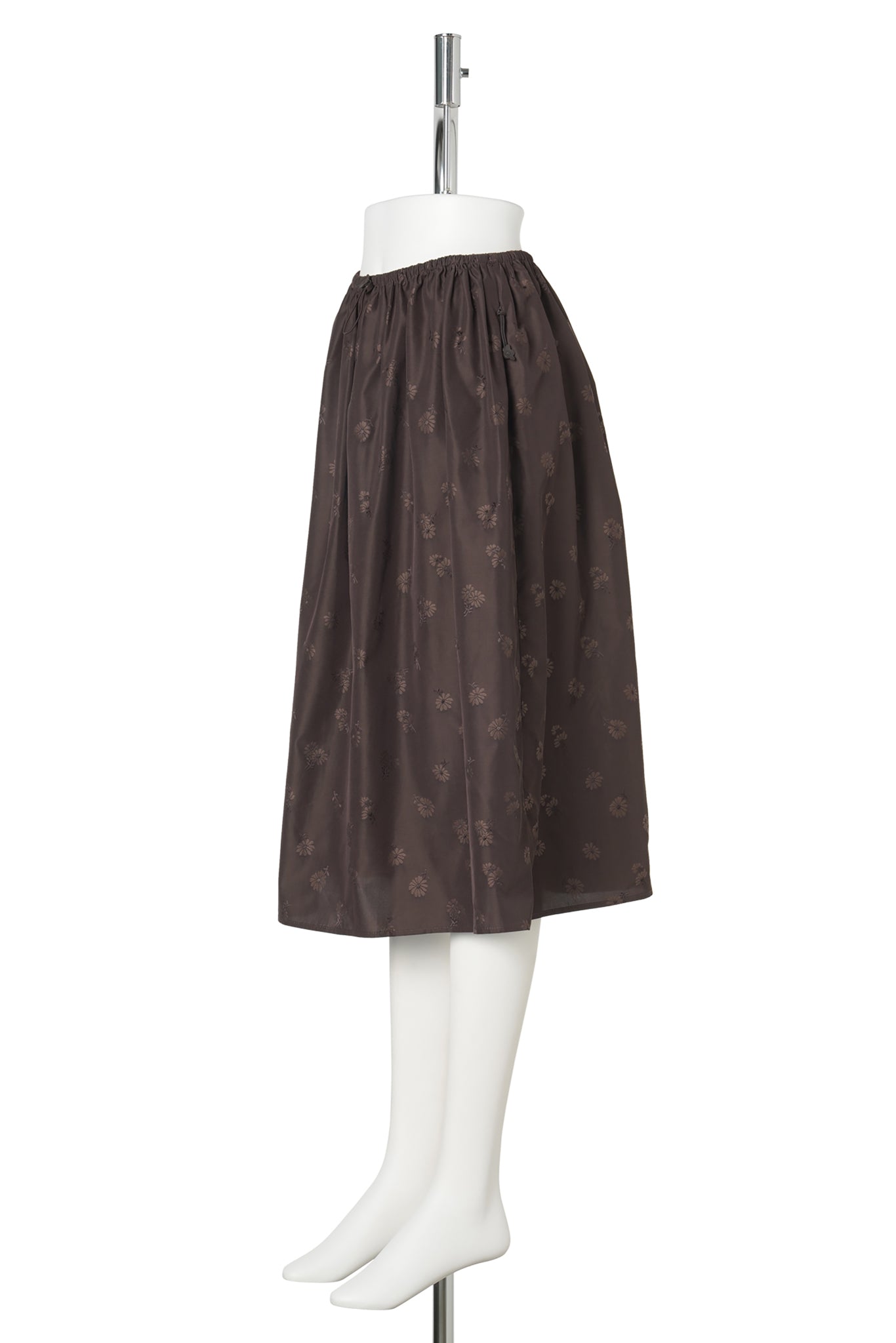 SKIRT WITH DRAWSTRING WAIST AND INSEAM POCKETS / BROWN