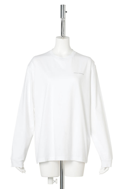 LONG SLEEVE T-SHIRT WITH PRINT AND EMB. / WHITE/PINK