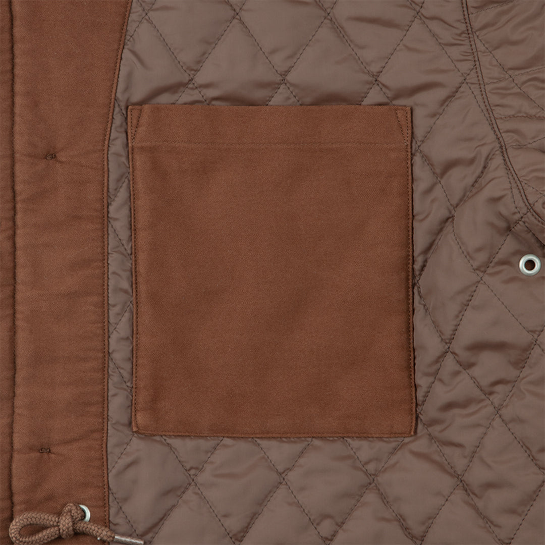 COTTON DETACH HOOD JACKET / BROWN