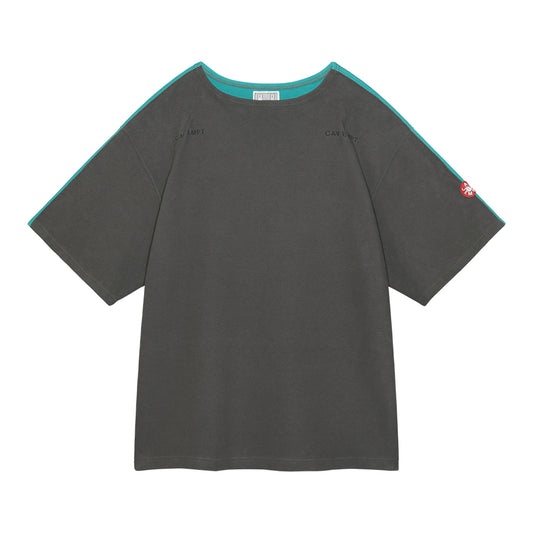 3 COLOUR DBL KNIT BOAT NECK T / CHARCOAL