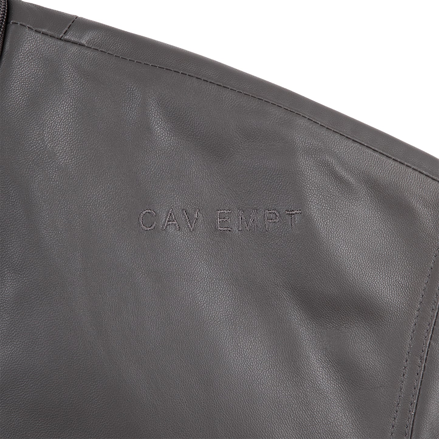 LEATHER ZIP JACKET / GREY