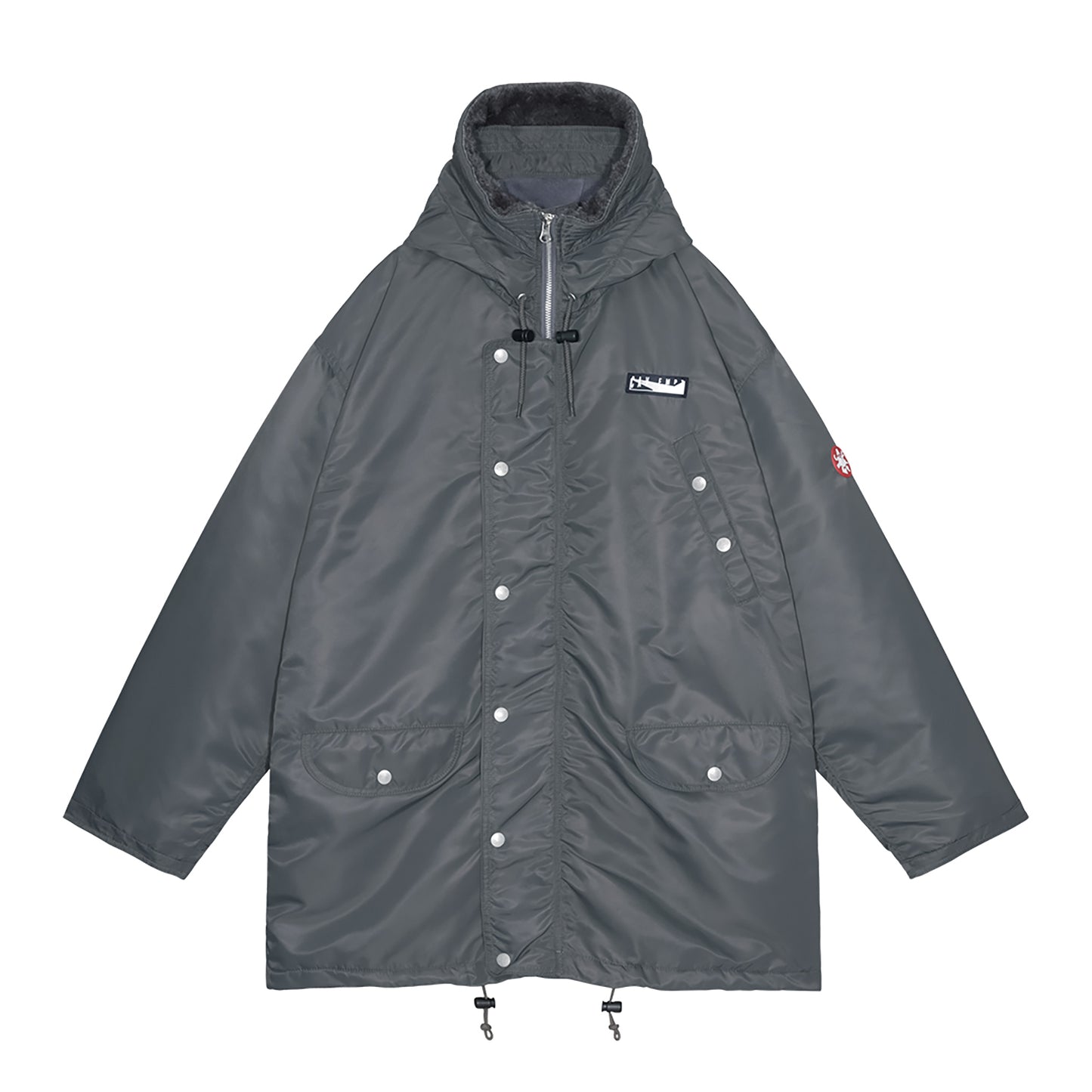 SYNTH FUR HOOD ZIP COAT / GREY