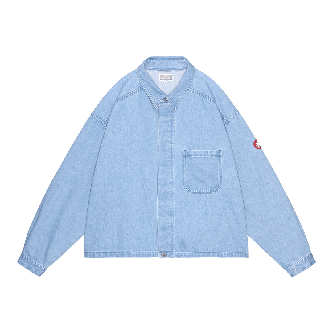 WASHED DENIM  SHORT SHIRT JACKET / INDIGO