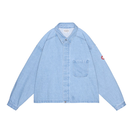 WASHED DENIM  SHORT SHIRT JACKET / INDIGO