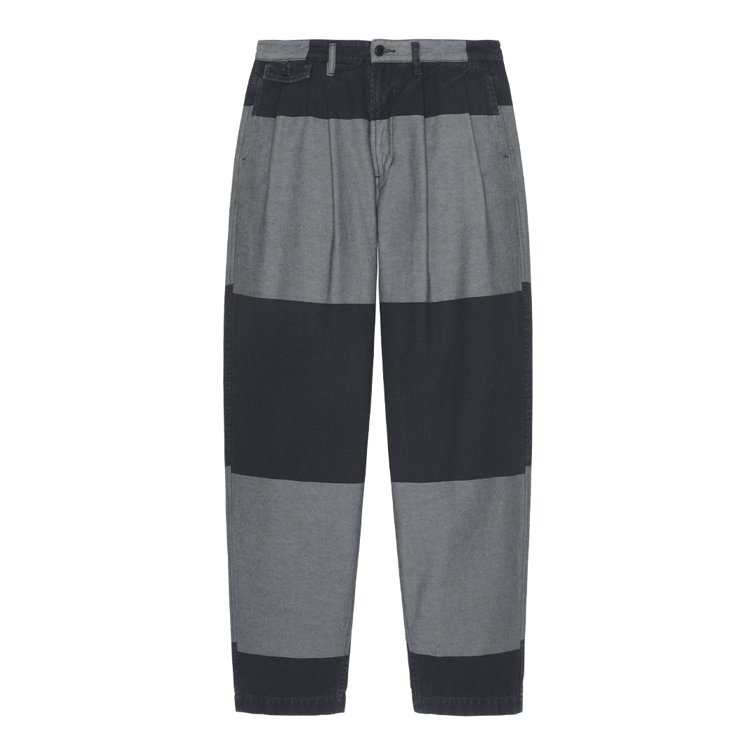 OVERDYE STRIPE TWO TUCK PANTS / GREY