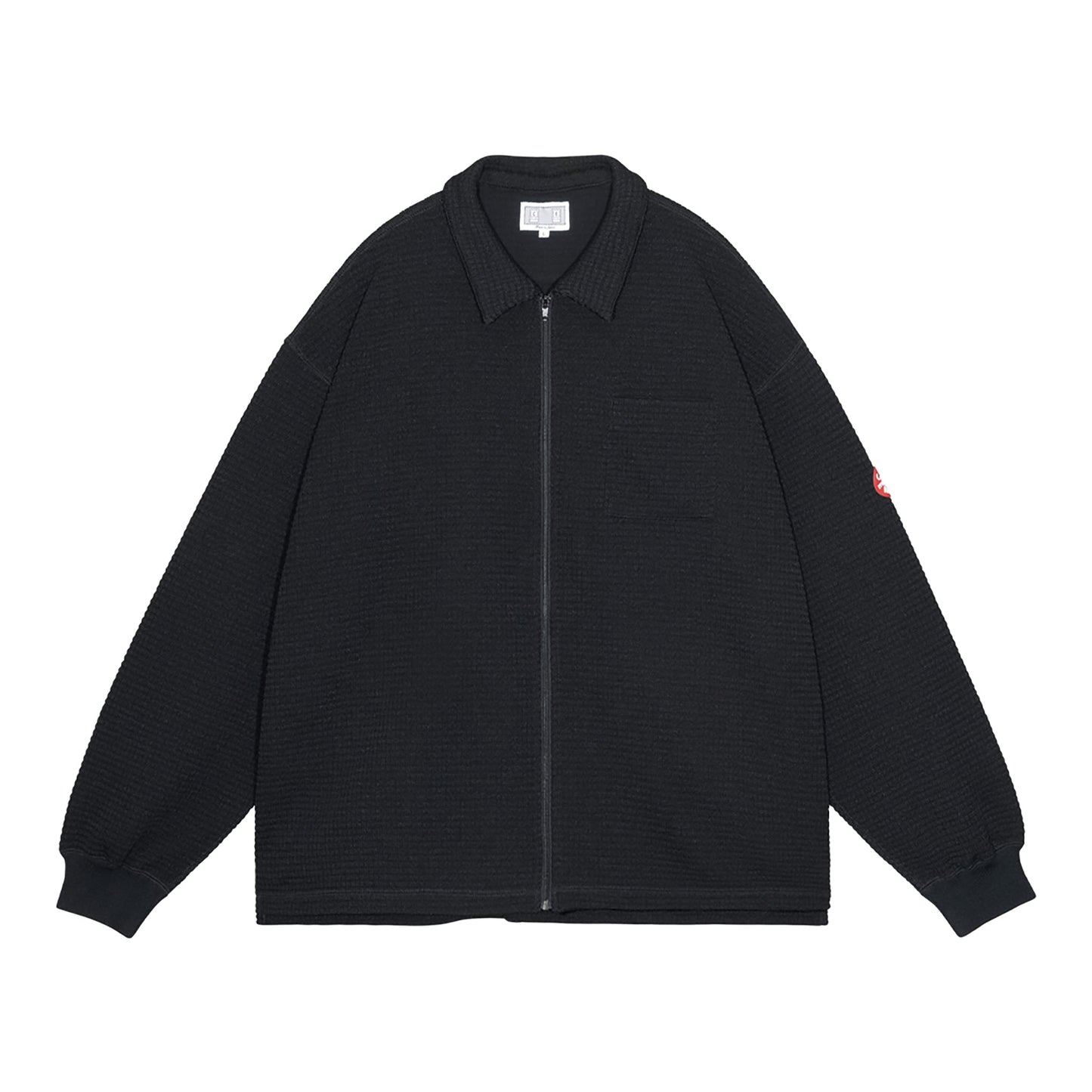 WAFFLE PE JERSEY ZIP SHIRT / BLACK