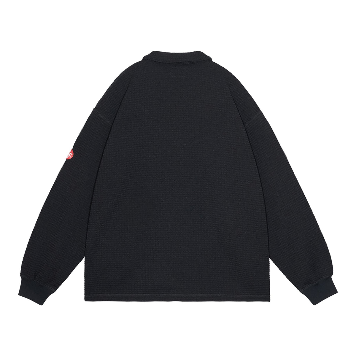 WAFFLE PE JERSEY ZIP SHIRT / BLACK