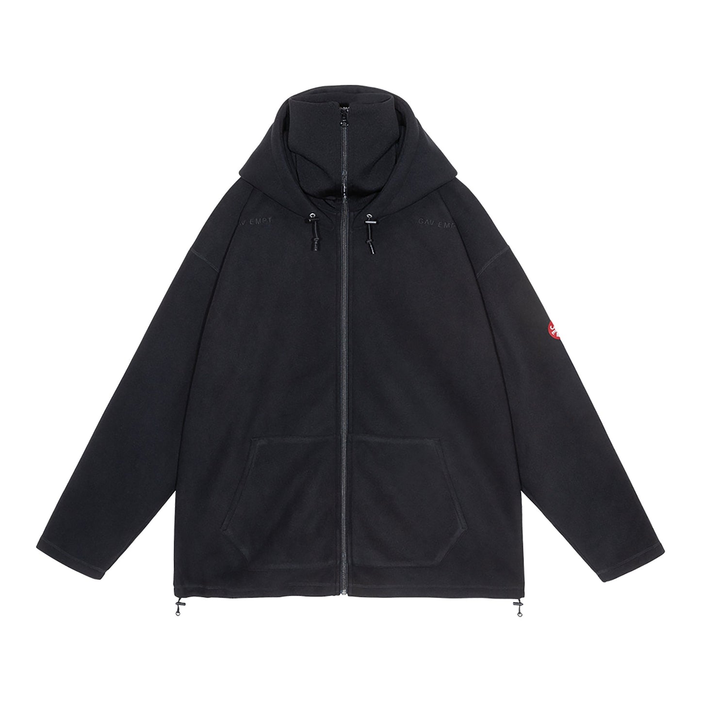 ATTACHED HOOD FLEECE ZIP UP / BLACK