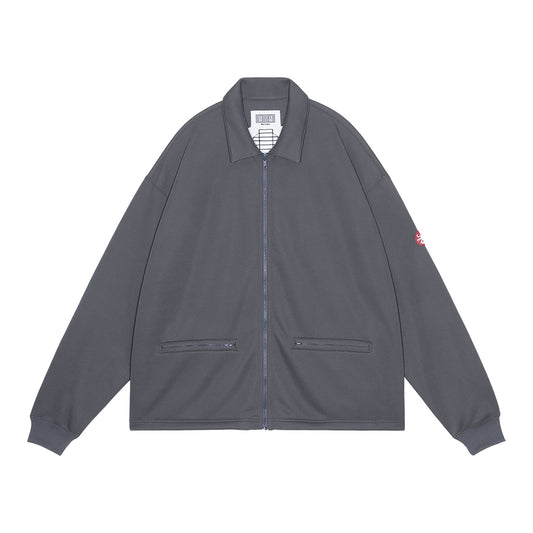 PE JERSEY COLLARED ZIP UP / CHARCOAL