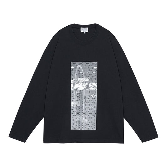 WASHED MD WIRECUTTER LONG SLEEVE T / BLACK