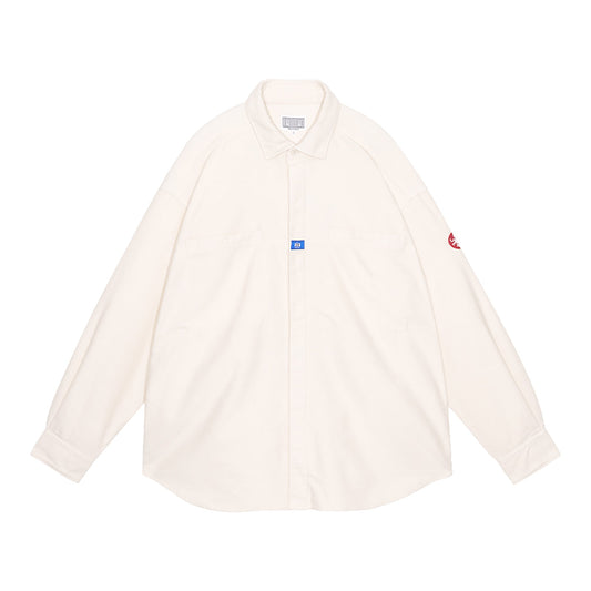 BRUSHED COTTON DESIGN BIG SHIRT / WHITE