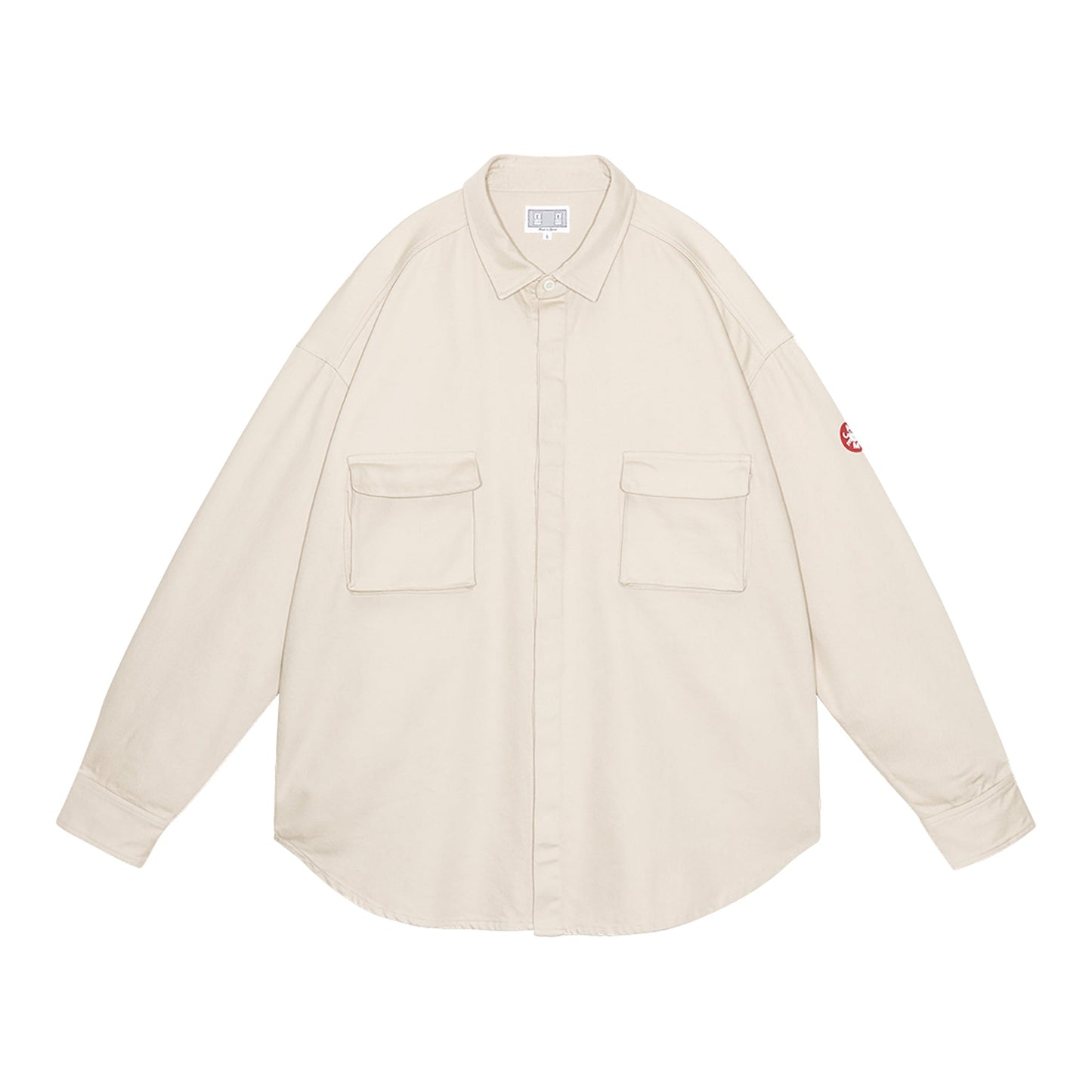 COTTON TWILL BIG SHIRT / BEIGE