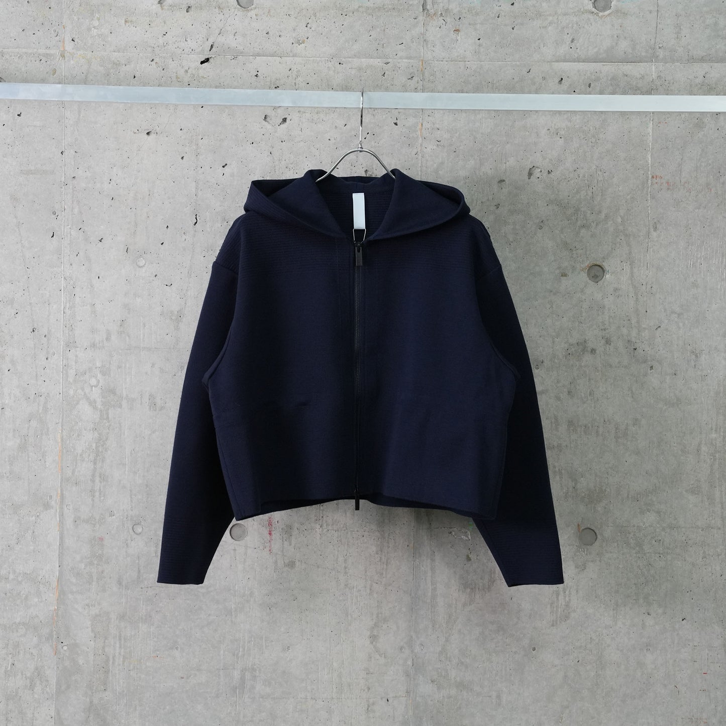 TW MILAN RIB CROPPED HOODIE JACKET / NAVY