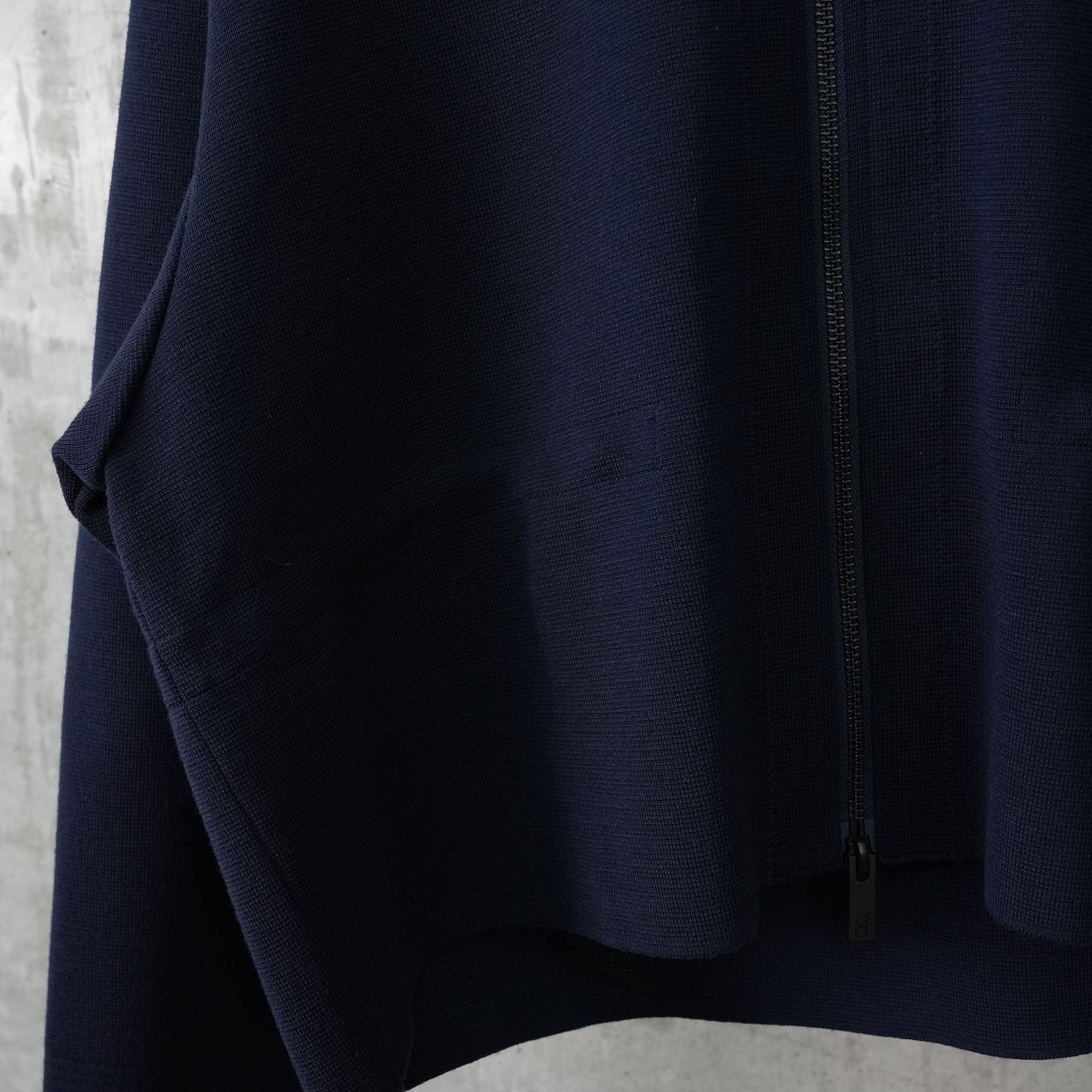 TW MILAN RIB CROPPED HOODIE JACKET / NAVY