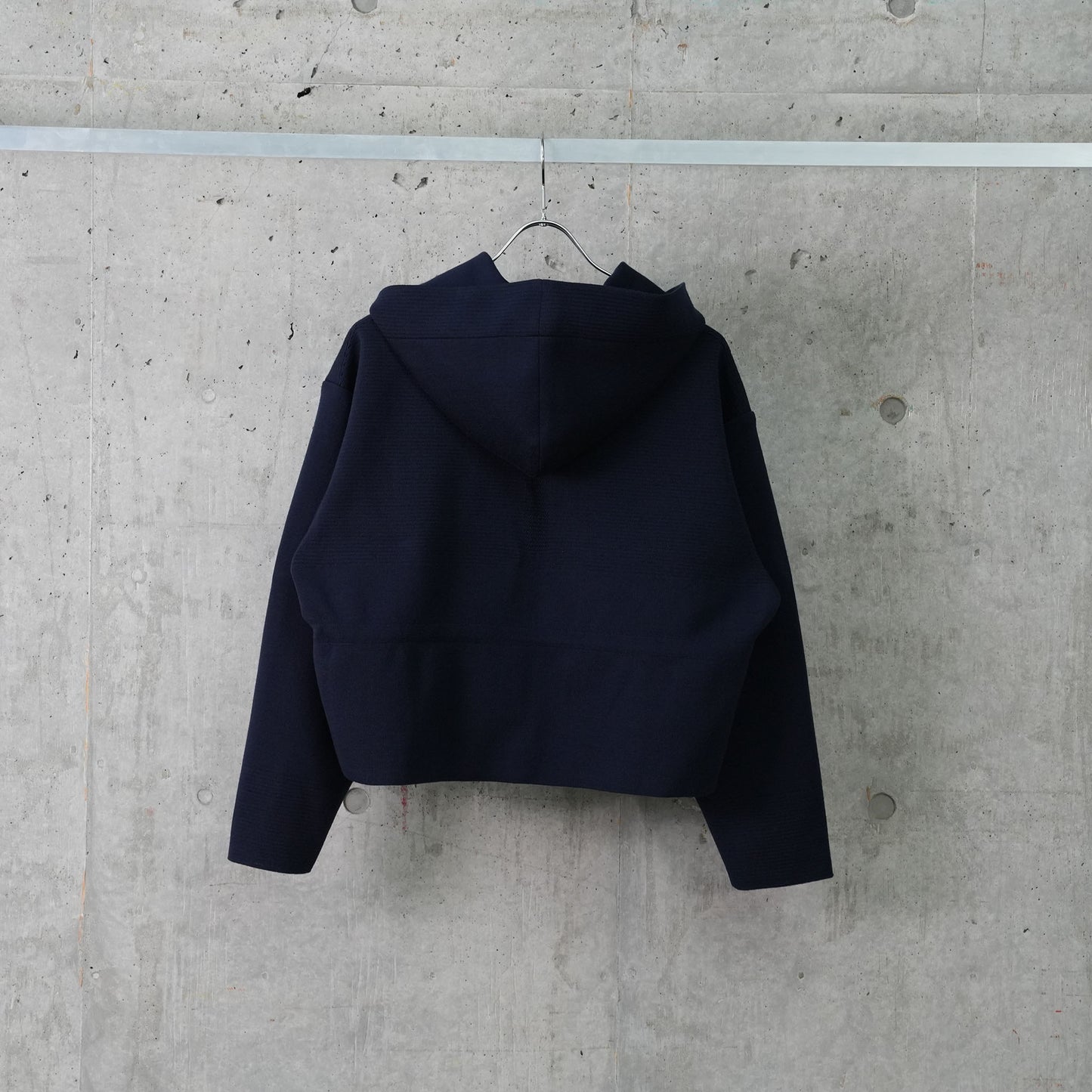 TW MILAN RIB CROPPED HOODIE JACKET / NAVY