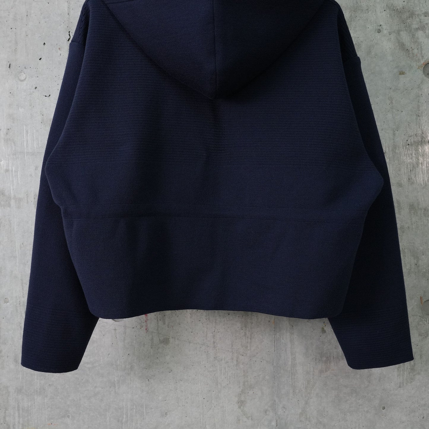 TW MILAN RIB CROPPED HOODIE JACKET / NAVY