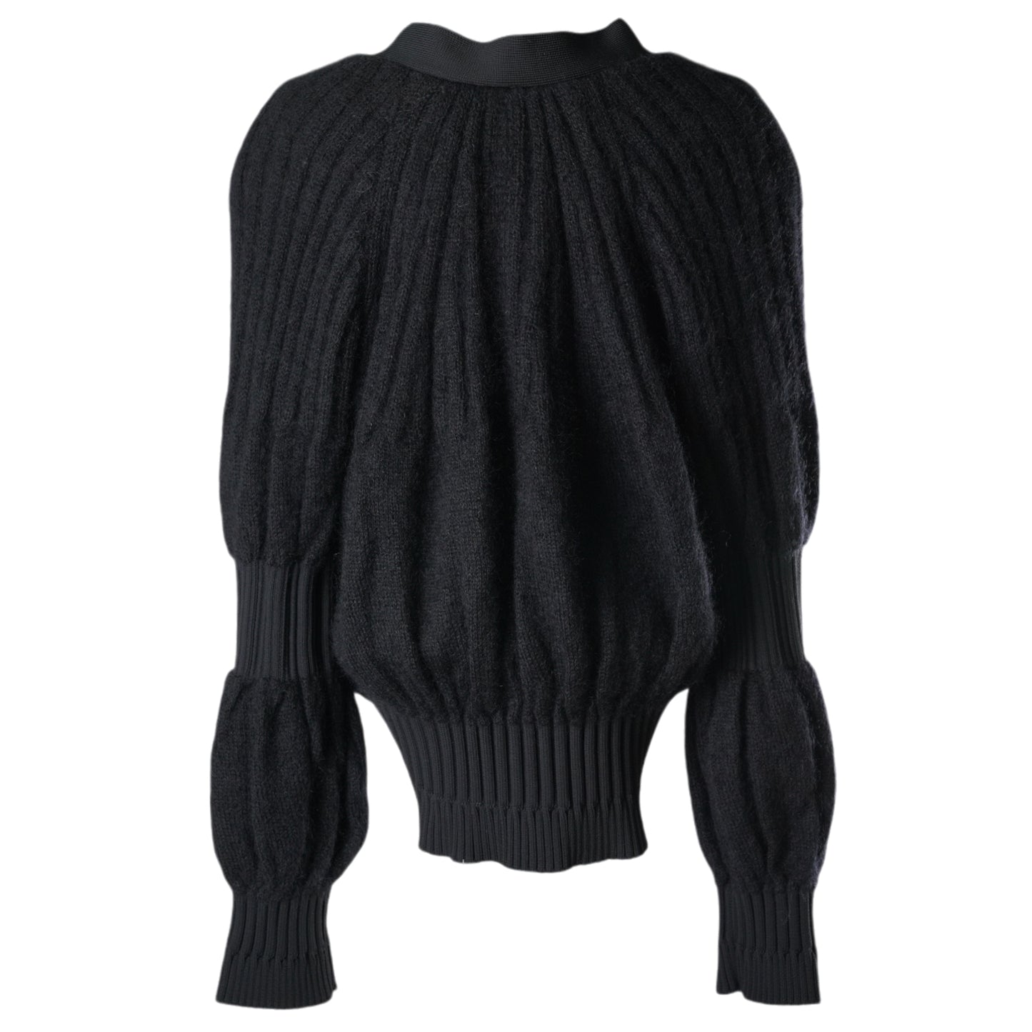 FLUTED MOHAIR CARDIGAN / BLACK