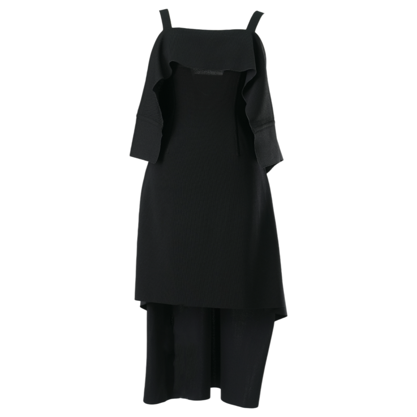 AC MILAN RIB STRAP DRAPE DRESS / BLACK