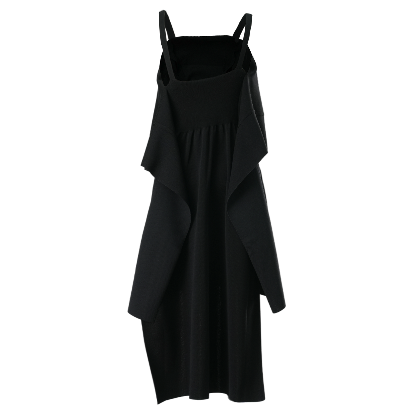 AC MILAN RIB STRAP DRAPE DRESS / BLACK