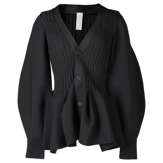 POTTERY PUFF SLEEVE CARDIGAN / BLACK