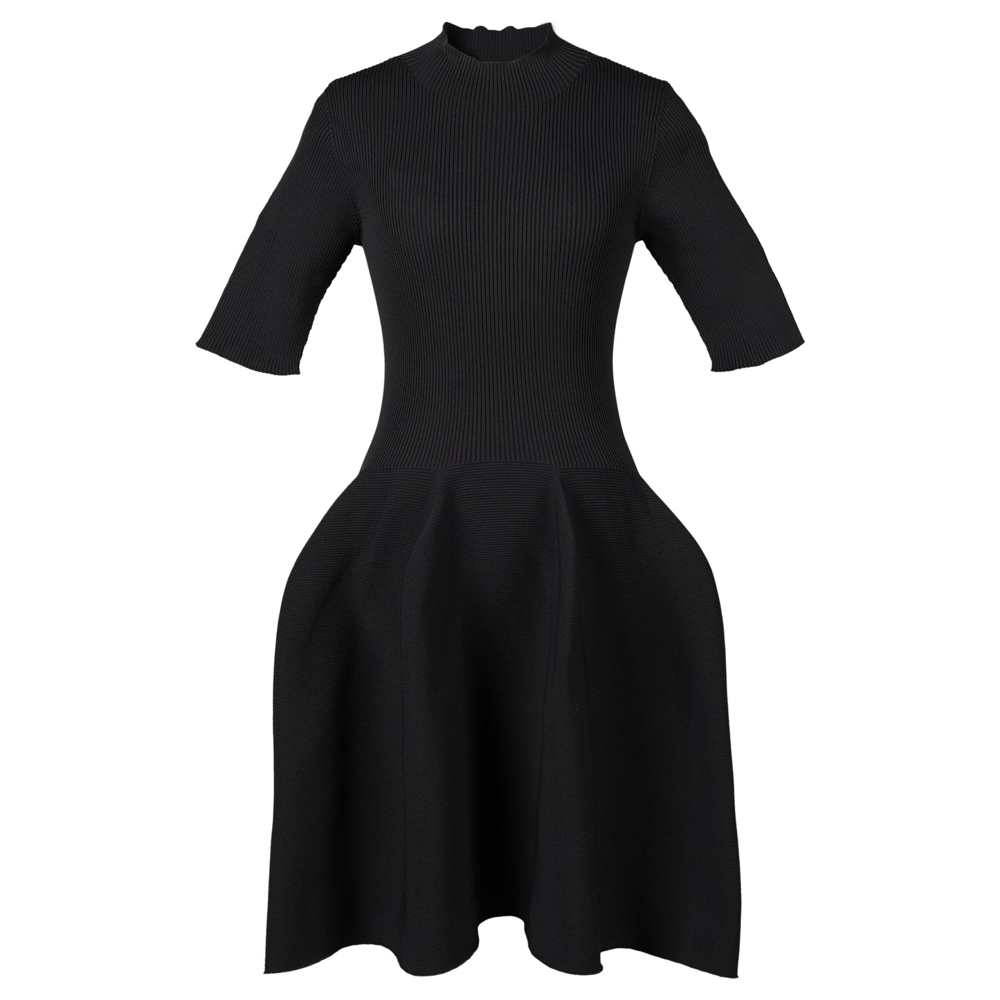 POTTERY SHORT SLEEVE MINI DRESS / BLACK