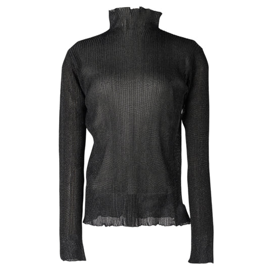 HYPHA LUCENT GLITTER LONG SLEEVE TOP / BLACK BLACK