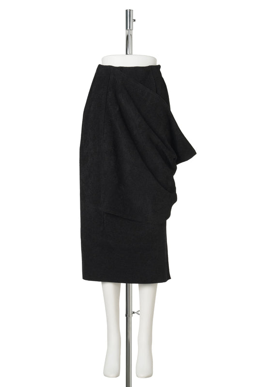MILAN VELVET-DRAPED SKIRT / BLACK