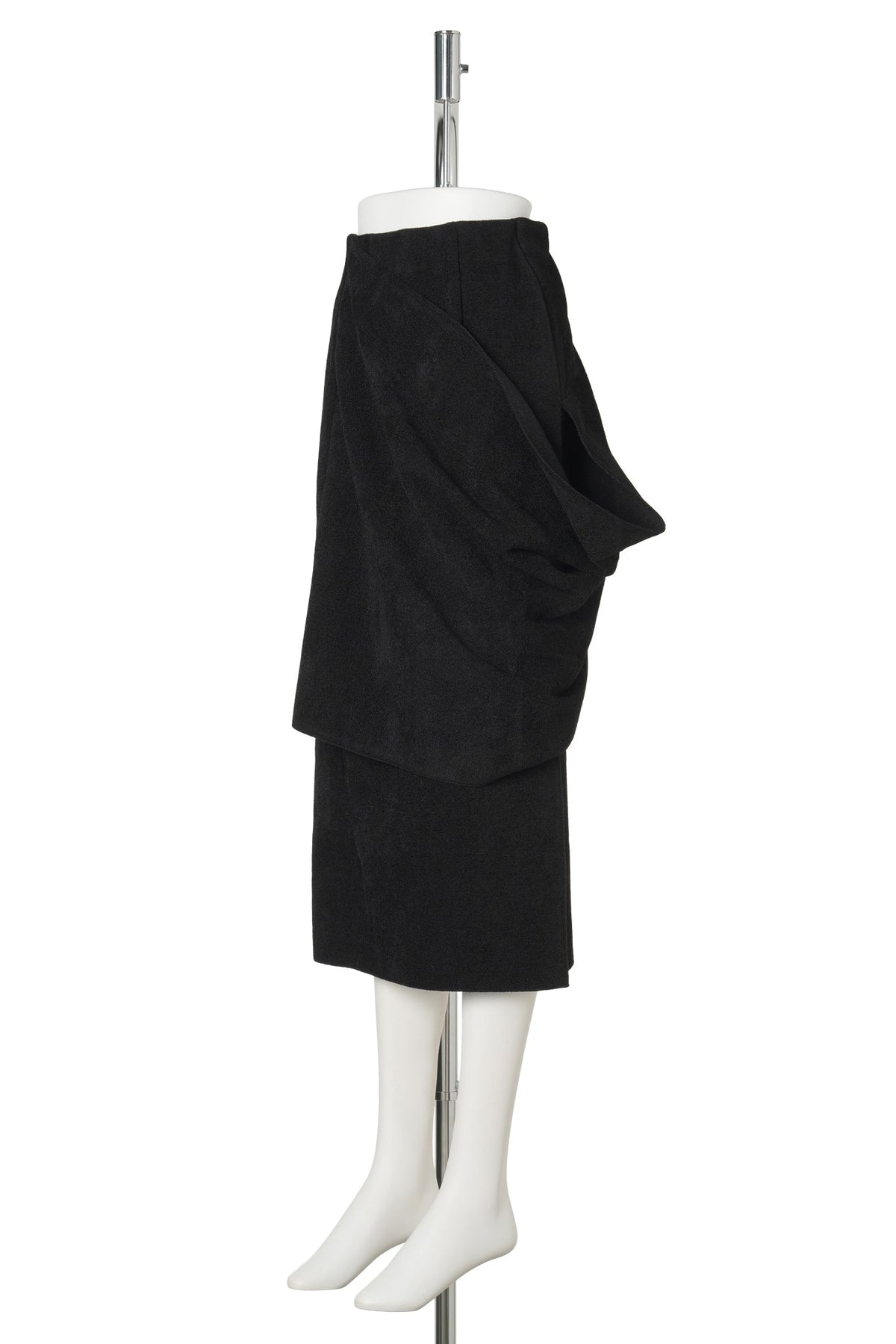 MILAN VELVET-DRAPED SKIRT / BLACK