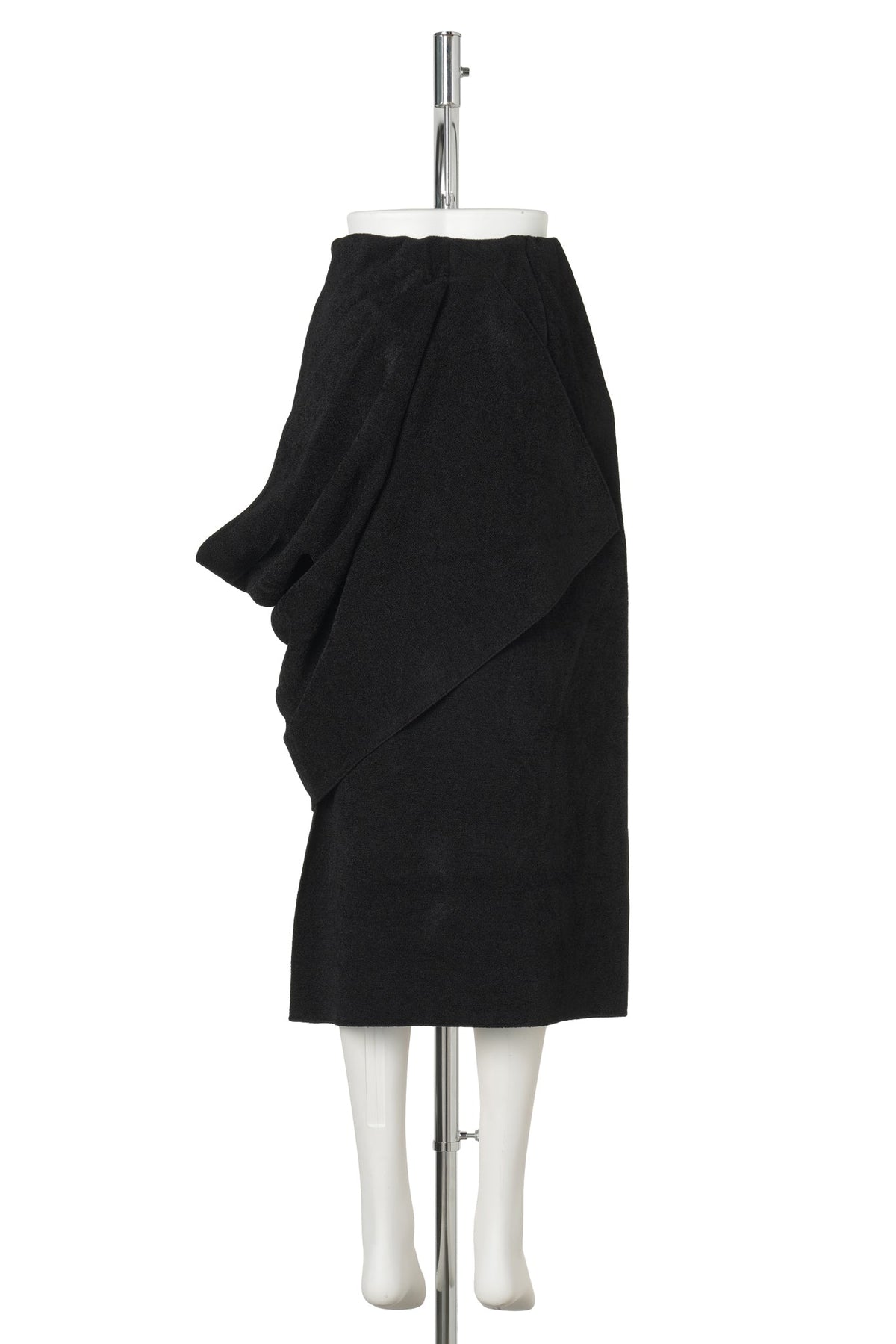 MILAN VELVET-DRAPED SKIRT / BLACK