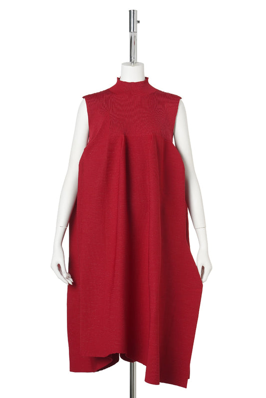 POTTERY CREASE GLITTER-ASYMMETRIC DRESS / 571R:MAROON RED