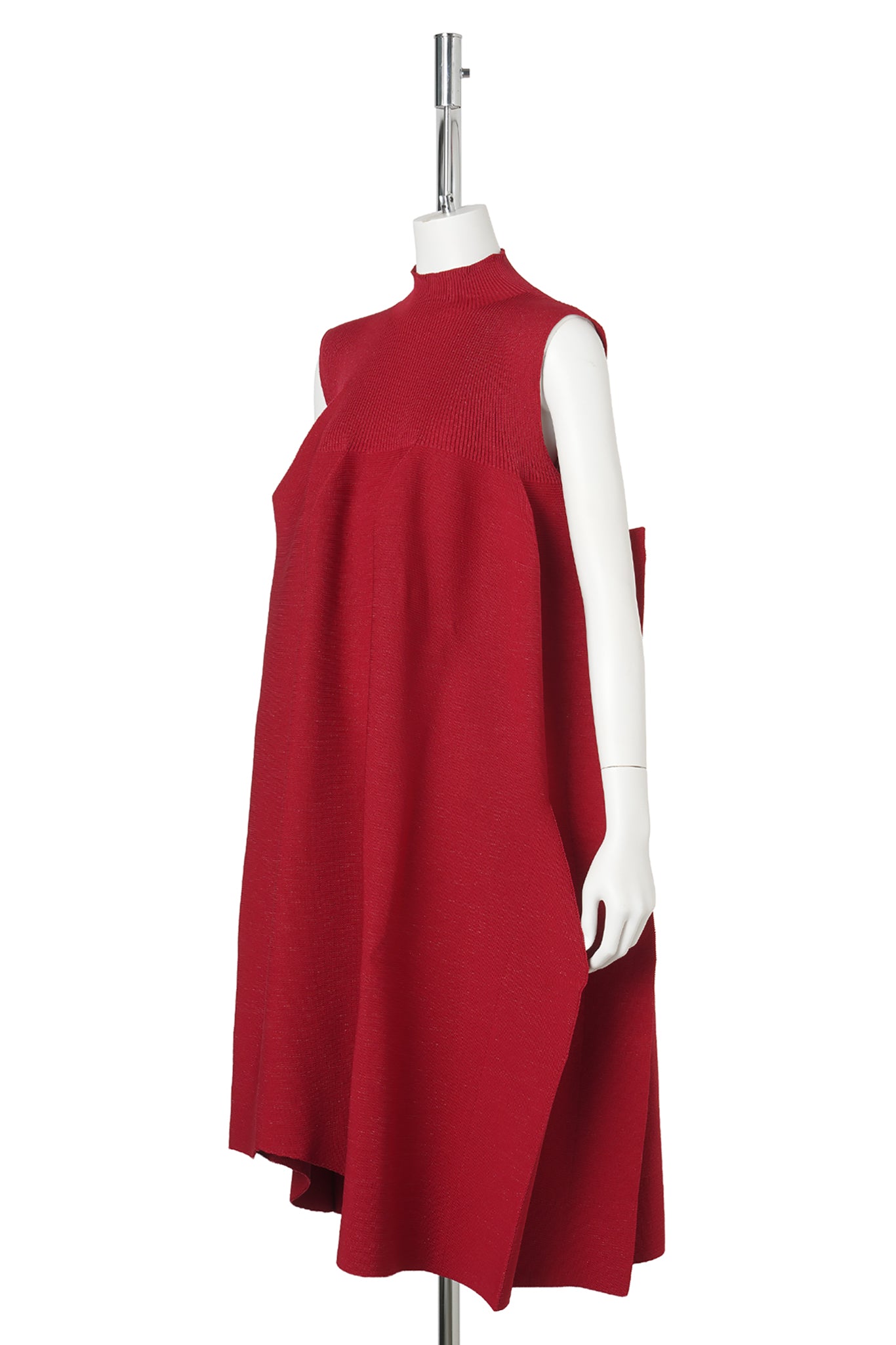 POTTERY CREASE GLITTER-ASYMMETRIC DRESS / 571R:MAROON RED