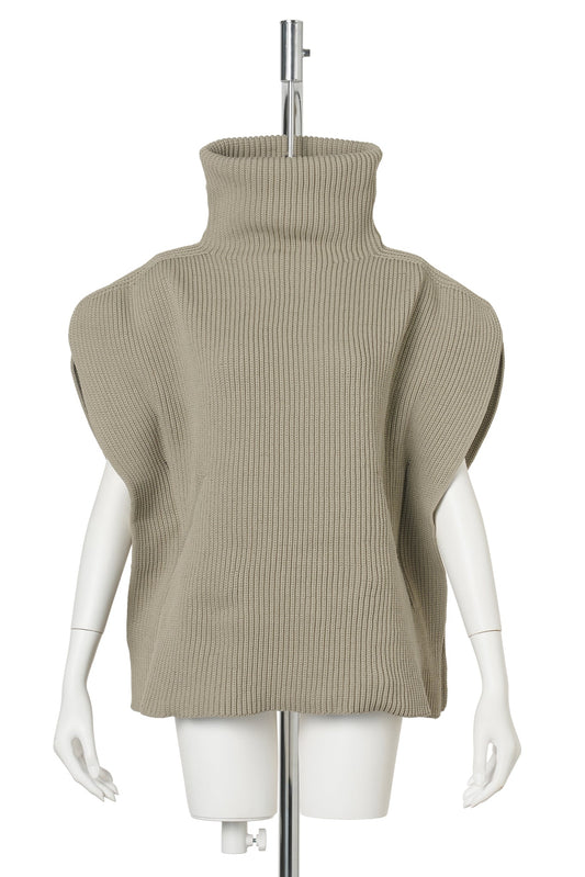 LOW GAUGE CREASE-HIGHNECK TOP / BEIGE