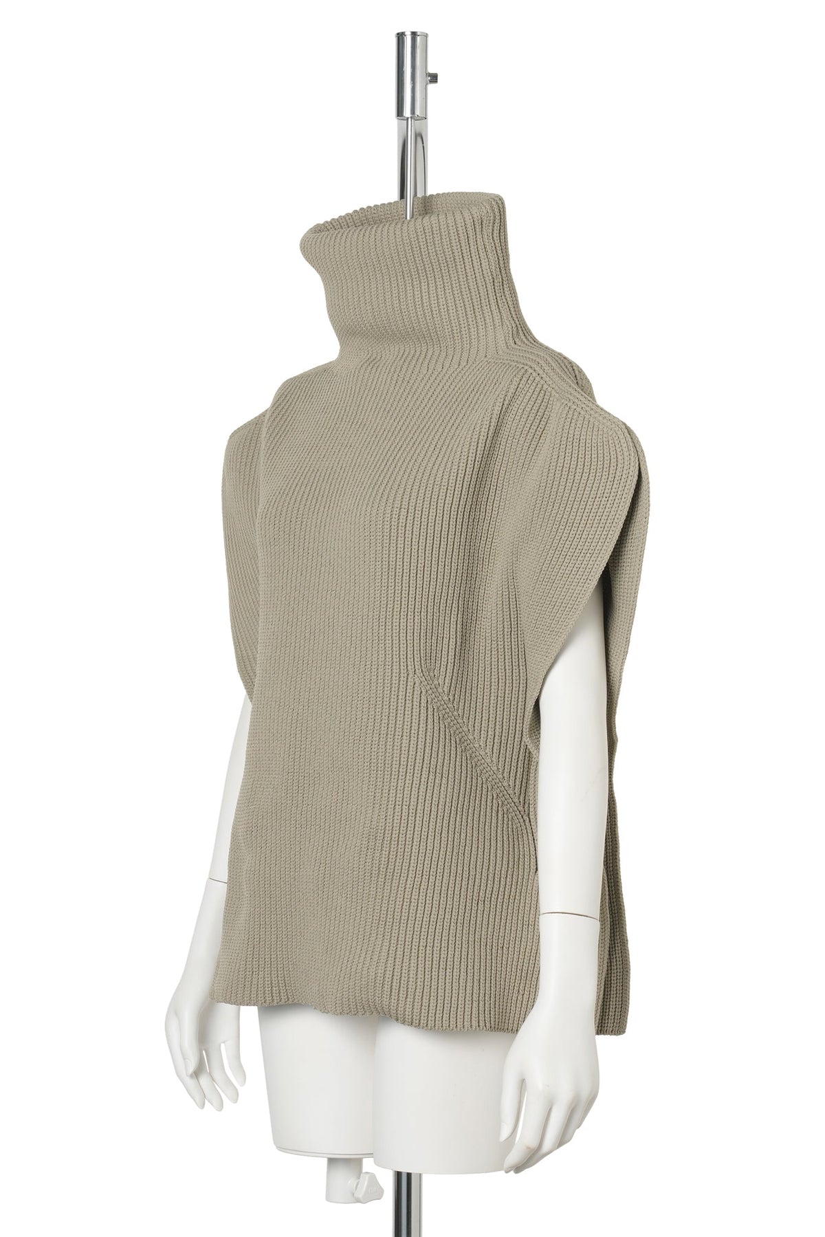 LOW GAUGE CREASE-HIGHNECK TOP / BEIGE