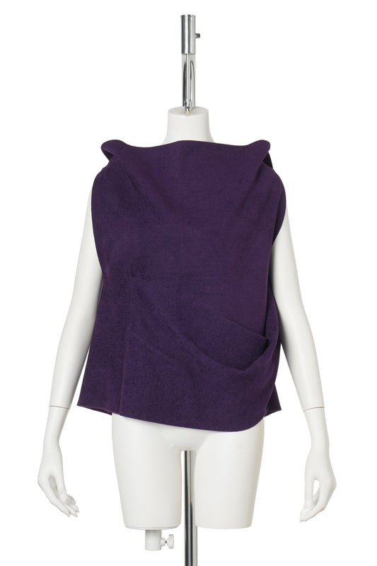 MILAN VELVET-DRAPED SLEEVELESS TOP / AUBERGINE VIOLET