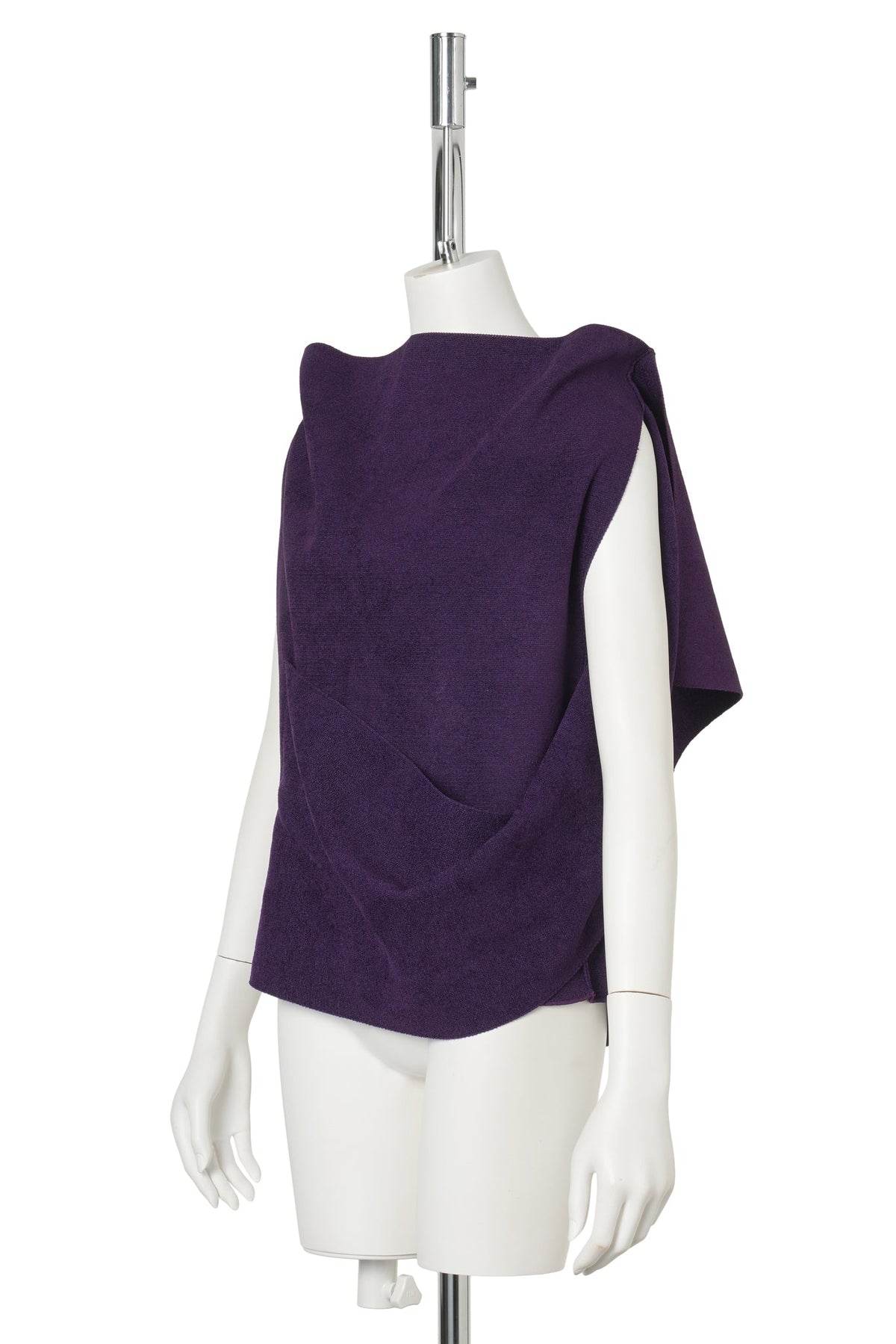 MILAN VELVET-DRAPED SLEEVELESS TOP / AUBERGINE VIOLET