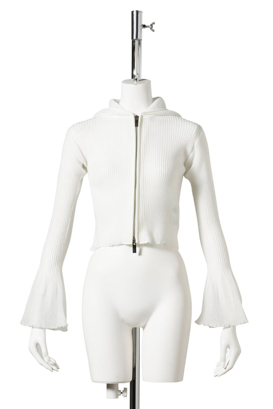 HYPHA LUCENT GLITTER-HOODIE JACKET / WHITE-OPAL