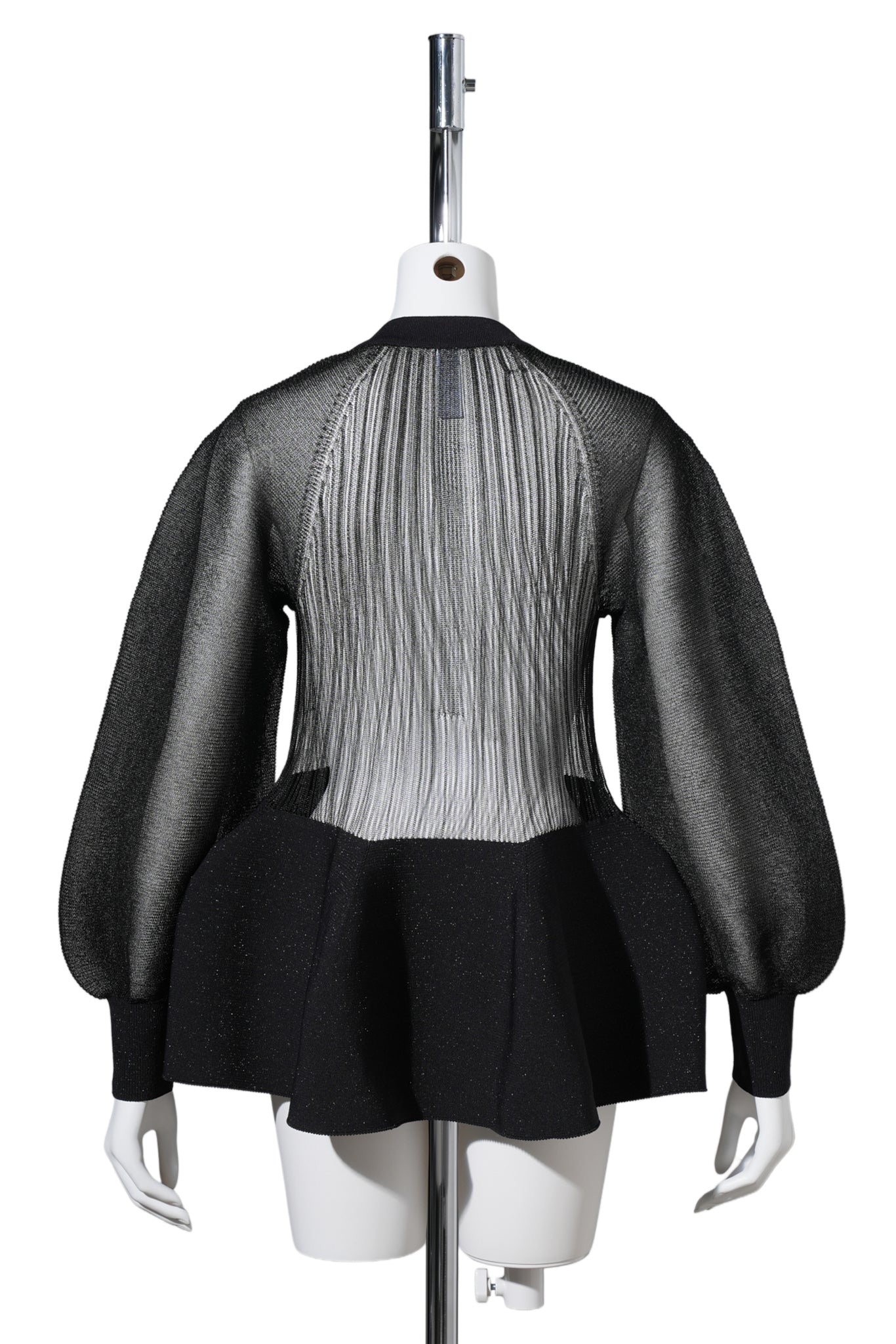 POTTERY LUCENT GLITTER-PUFF SLEEVE CARDIGAN / BLACK MULTI