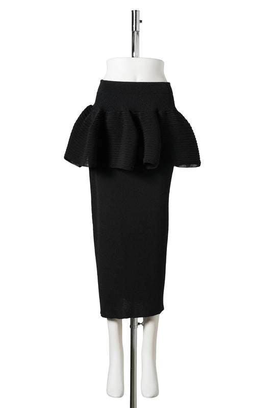 TC POTTERY-LAYERED SKIRT / BLACK